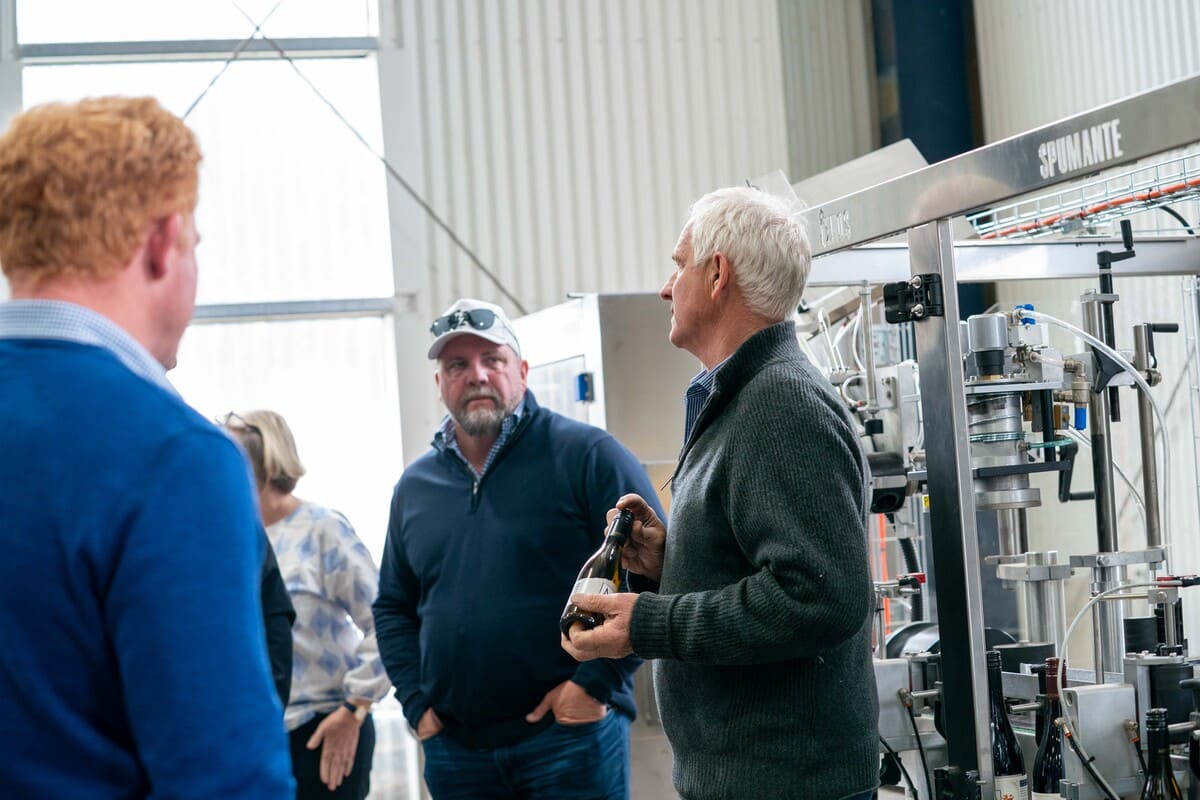 Jamie learning more about the wine production at Milton Vineyard