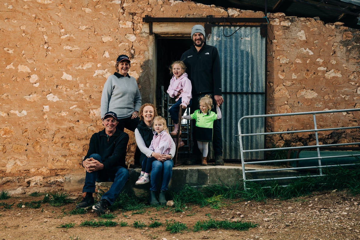 Blyth’s Zweck family, Gary, Ros, Brydie, Justin and the next gen, Maeve, Willow and Hazel.