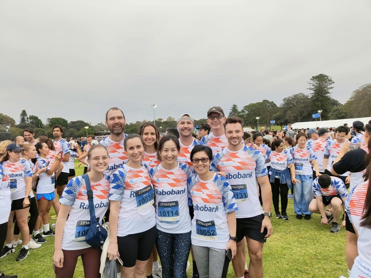 Tammy and Rabo graduates take part in the JP Morgan fun run in 2024