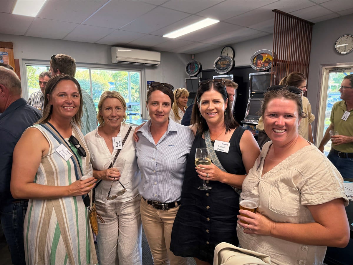 Enjoying a recent Rabobank event held at the Upper Horton Sporting Club, Marnie Crowley, Ange Croll, Sally, Rachel Caskey, and Nickie Cabot.