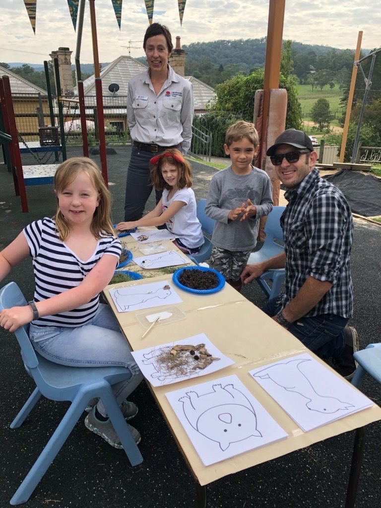 Ally with Stewart and family, Heidi, Xanthe and Archie while working at BCT