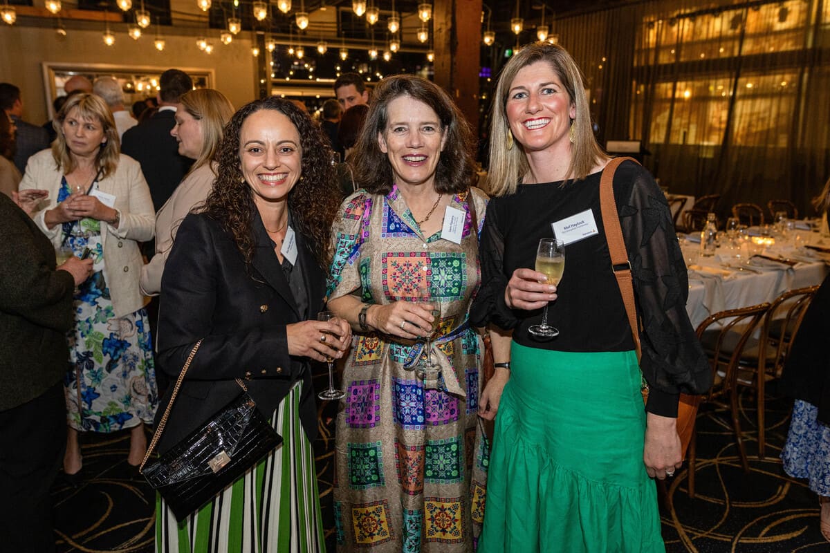 Racheal networking with fellow EDP participants, Sam Flanery, Young, and Mel Haylock, Cooma.