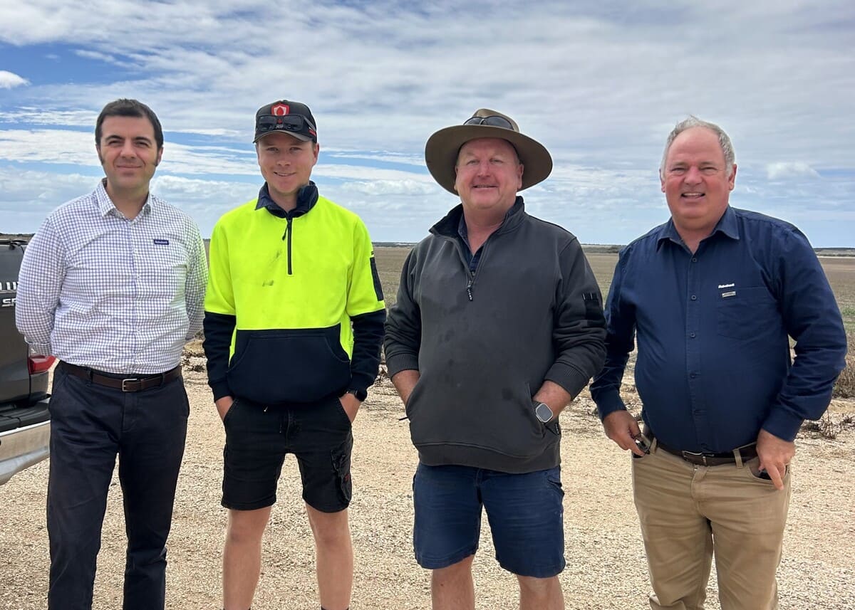 RaboResearch analyst, Vitor Pistoia with Will and Wal Hickman and Rabobank manager, Mark Northcott.