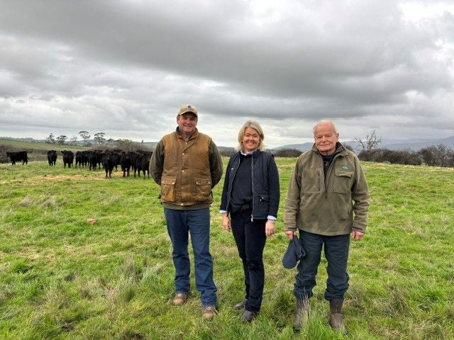 Donald and Harvey Gee with Rabobank’s Sophie Pitchford, centre.
