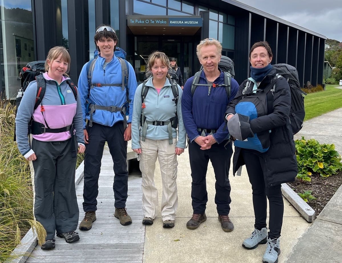 Ally  and her family hiking at Rakiura in New Zealand 