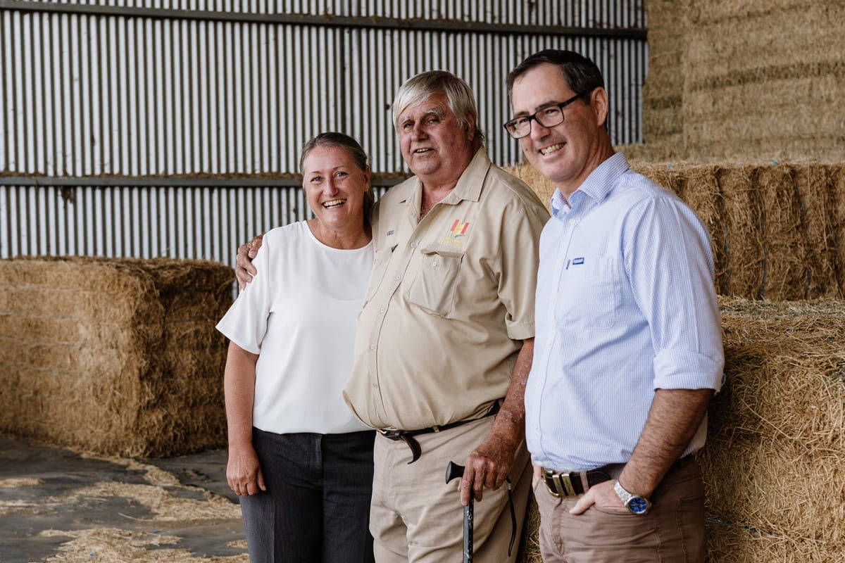 Rabobank’s Monica Wren with Forbes grain grower Neil Mattiske, and Liam Skinner.