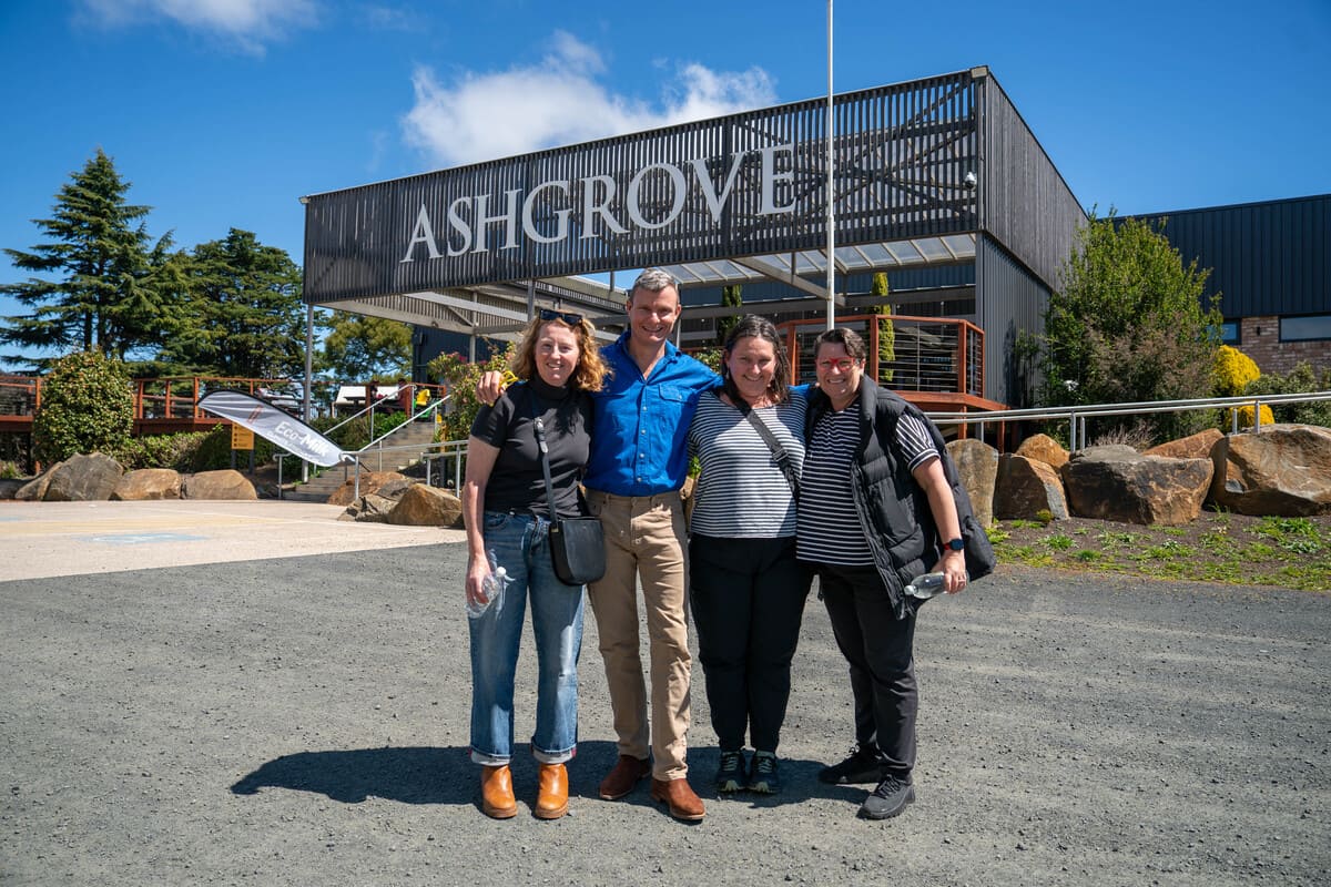 Ali, Clive, Phoebe and Greta at Ashgrove Cheese.