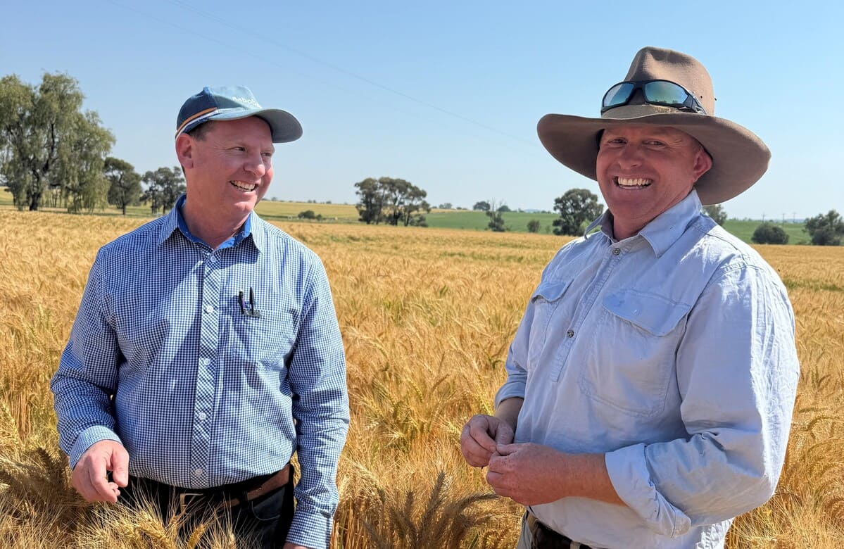Charles with their Rabobank rural manager, Kyle McDonald.