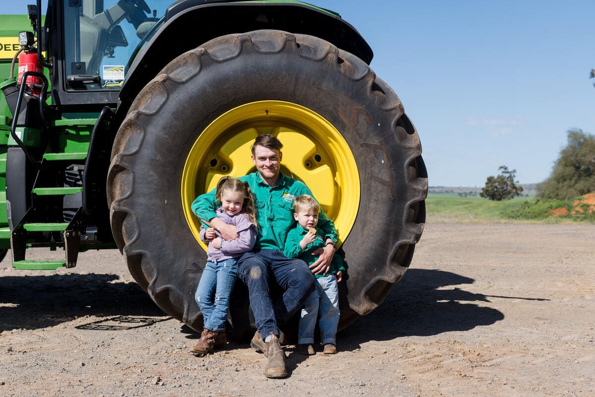 Billy Sexton, a passionate grain farmer, and children.
