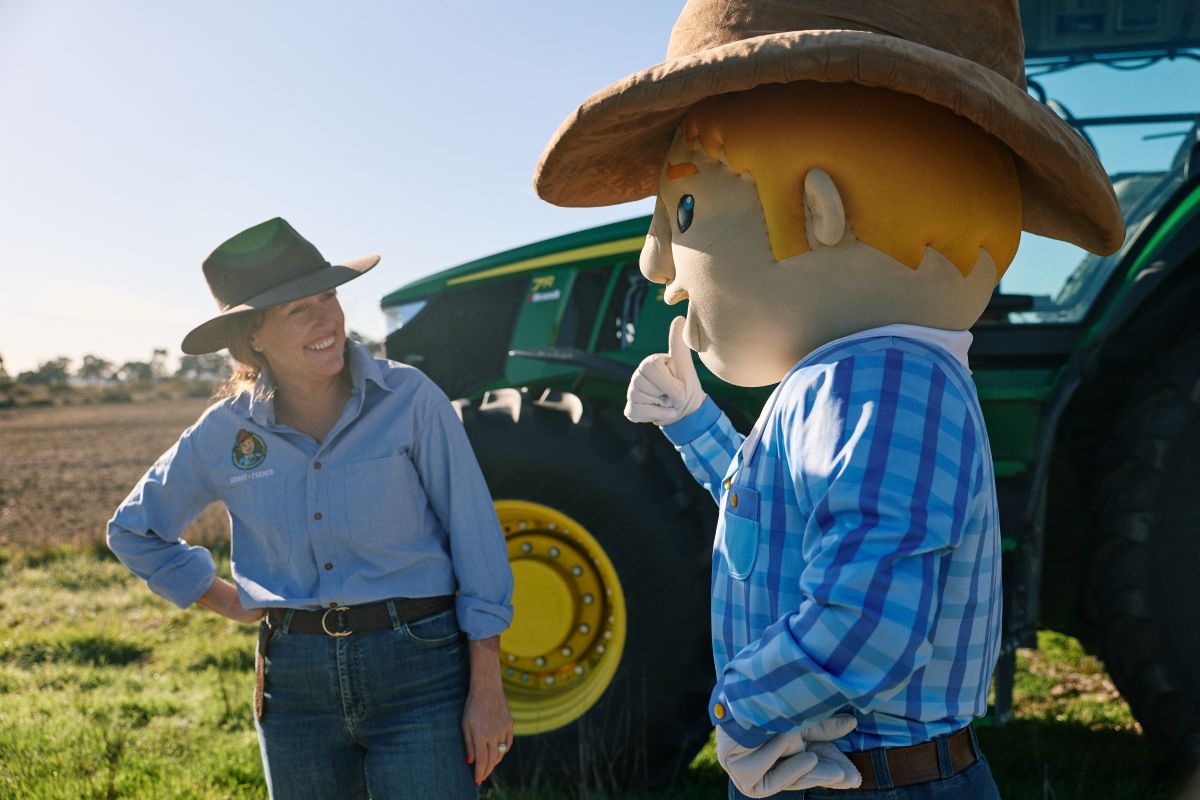 George the Farmer founder and author Simone Kain, with George the Farmer.
