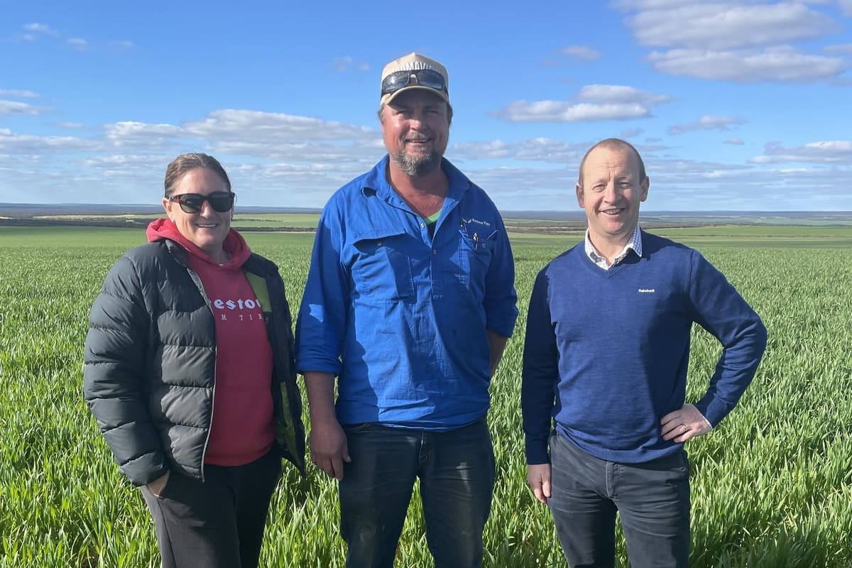 Matthew on farm with clients