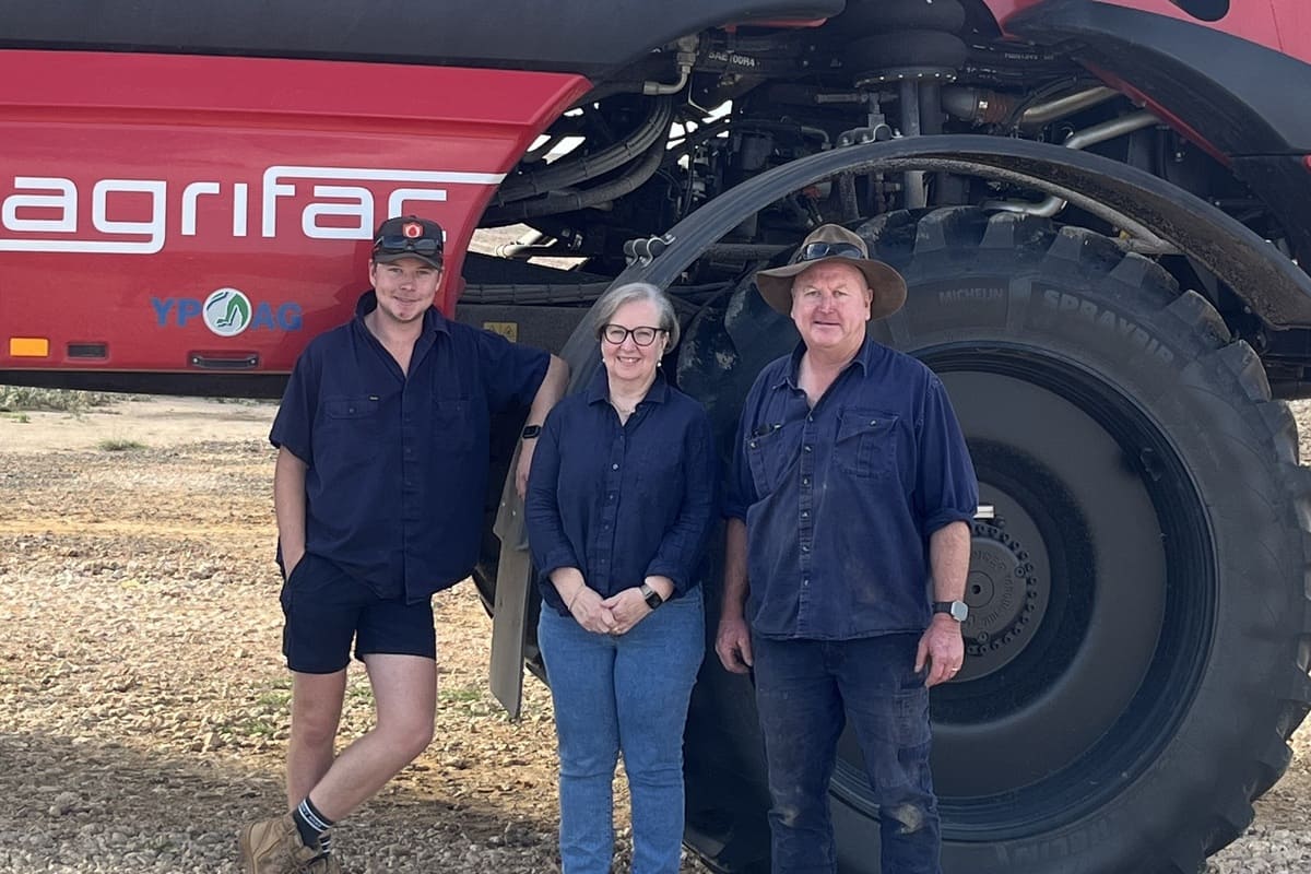 Will, Michelle and Wal Hickman on their South Australian property.