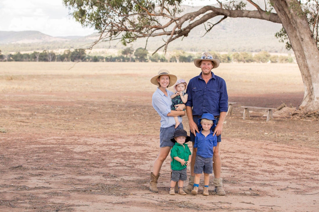 The Manson family at its Grenfell property during the drought while Florence was undergoing treatment. Image: Kim Storey