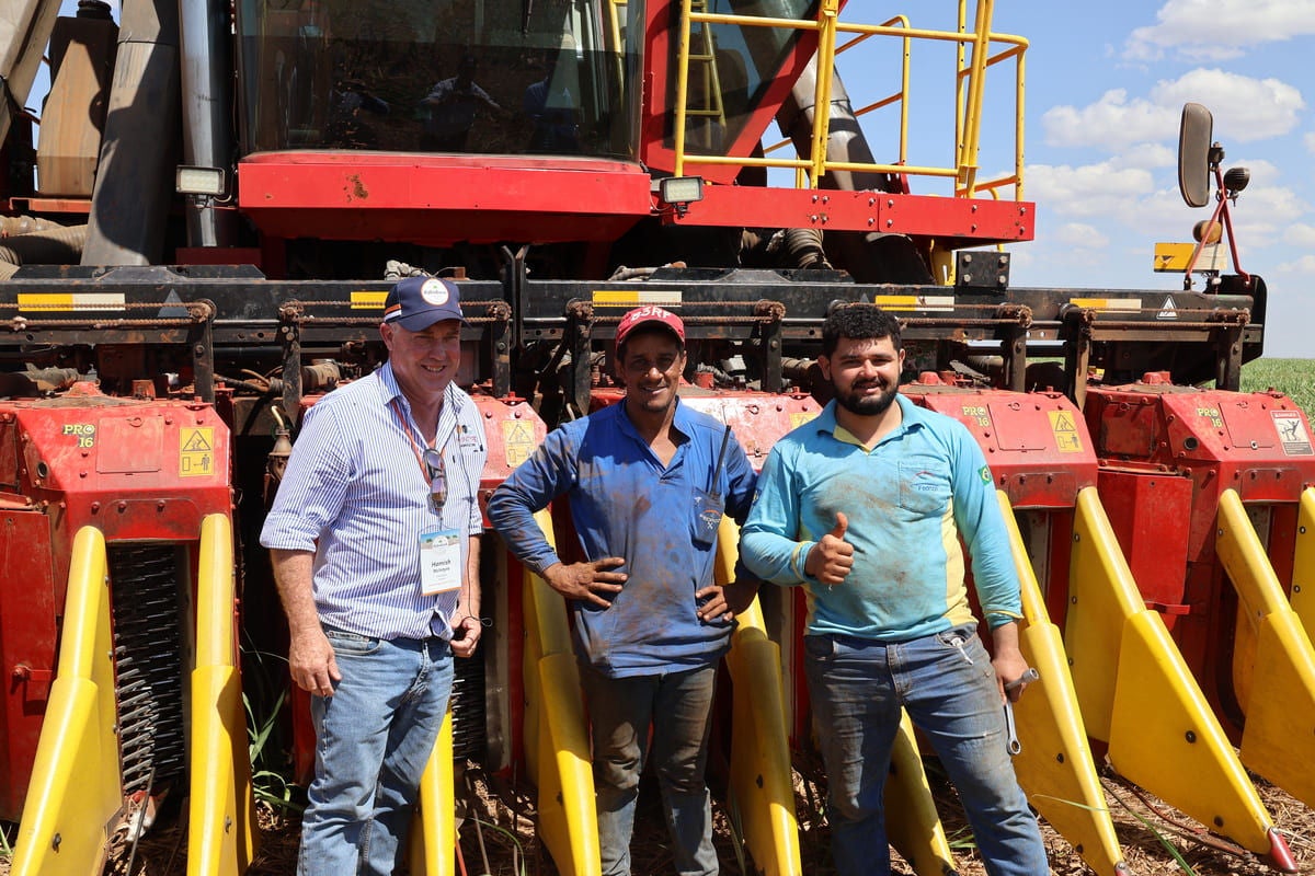 Hamish enjoying a first-hand experience of cotton picking in Brazil