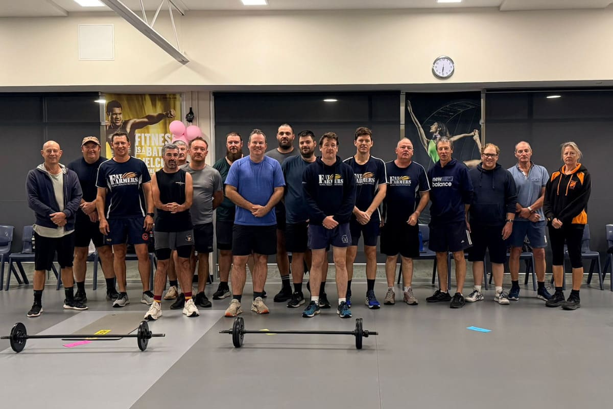 Members of Rabobank's Kadina branch join in during a local Fat Farmers gym session.  