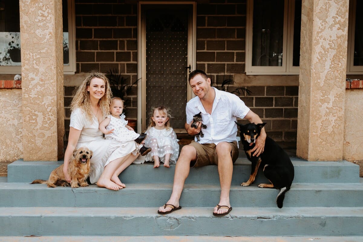 Claire, with husband Kael and children Anna and Bridie