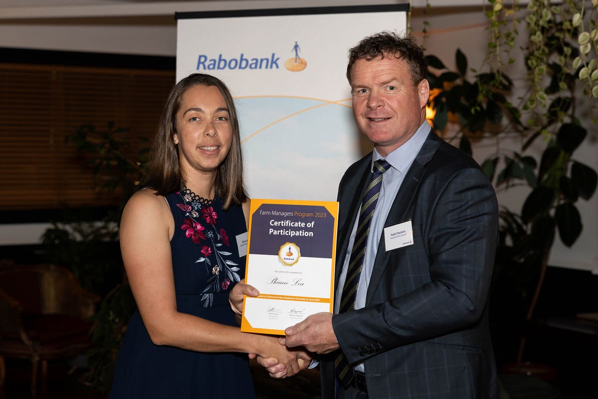Shiane with Rabobank’s Todd Charteris at her FMP Graduation