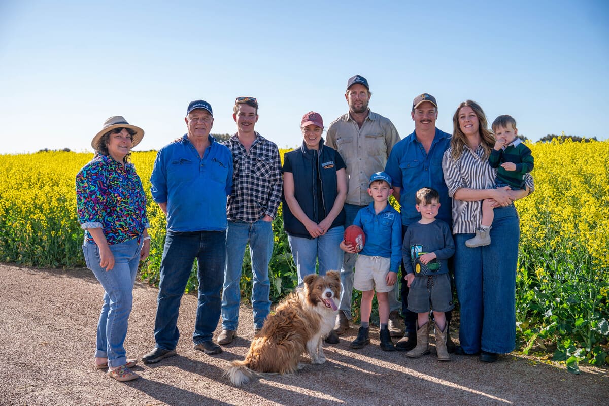 Three generations of the Woods family on farm in Calingiri.